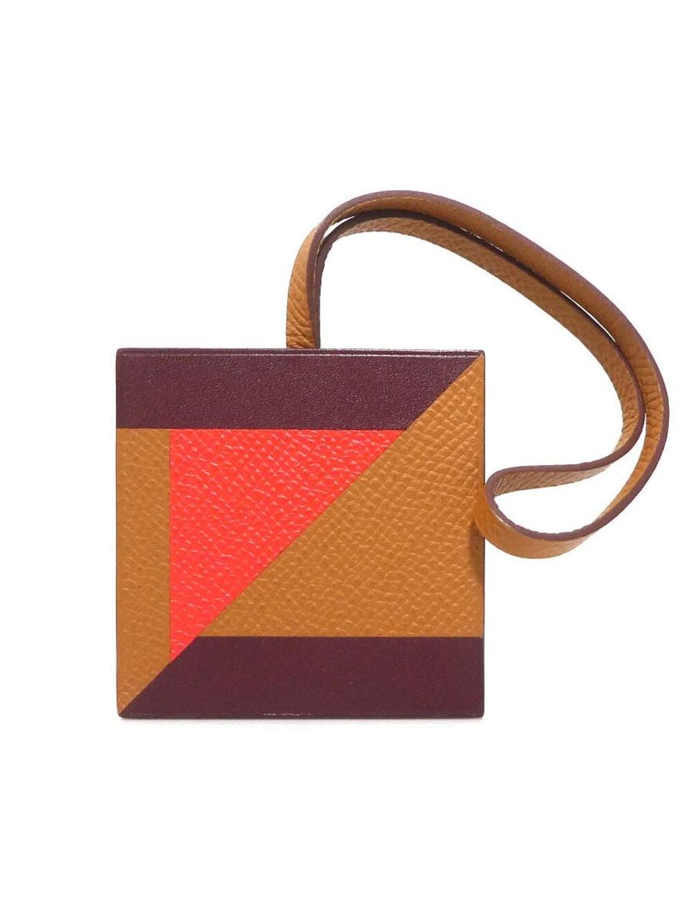 Auth Hermes Charm Brown/Orange Leather #293890H24B